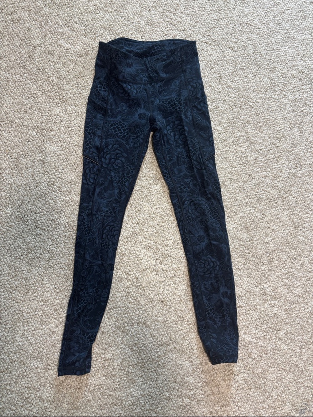 lululemon athletica Black Floral Print High-Rise Leggings